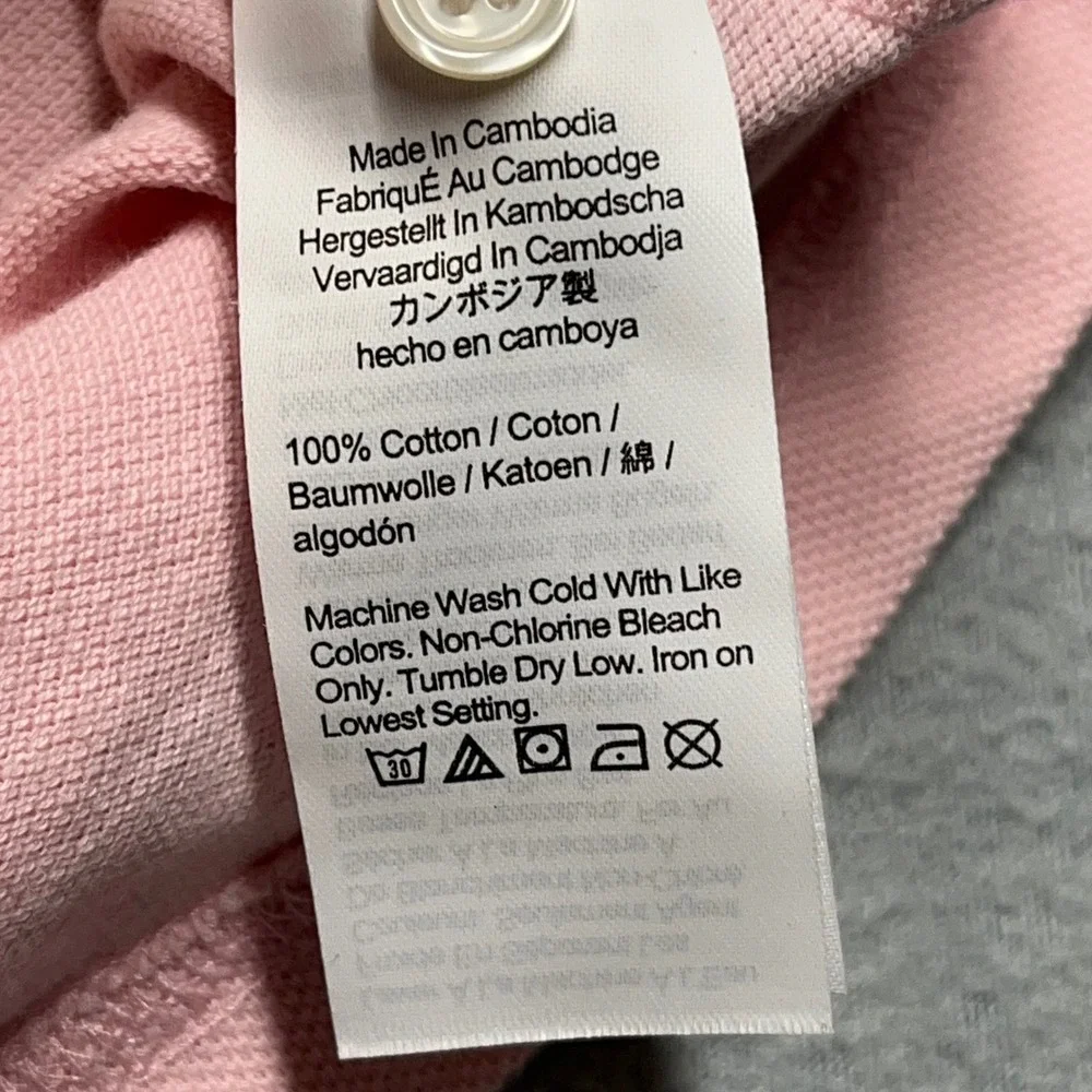 J Crew oarsman Mens Pink Long Sleeve Polo Shirt Size L Cotton Collared Casual‎